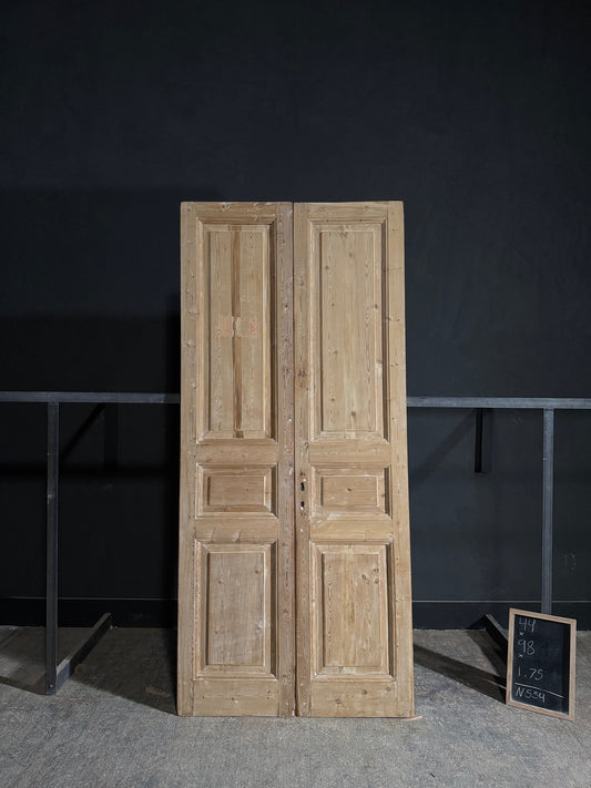 Antique 3 Panel Solid Double Doors - 44x98 - N554