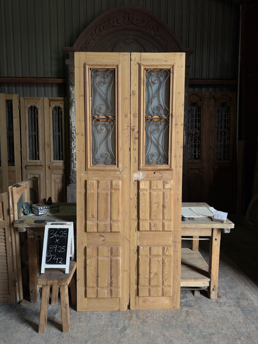 Antique Iron French Double Doors - 36.25x89.25 J42