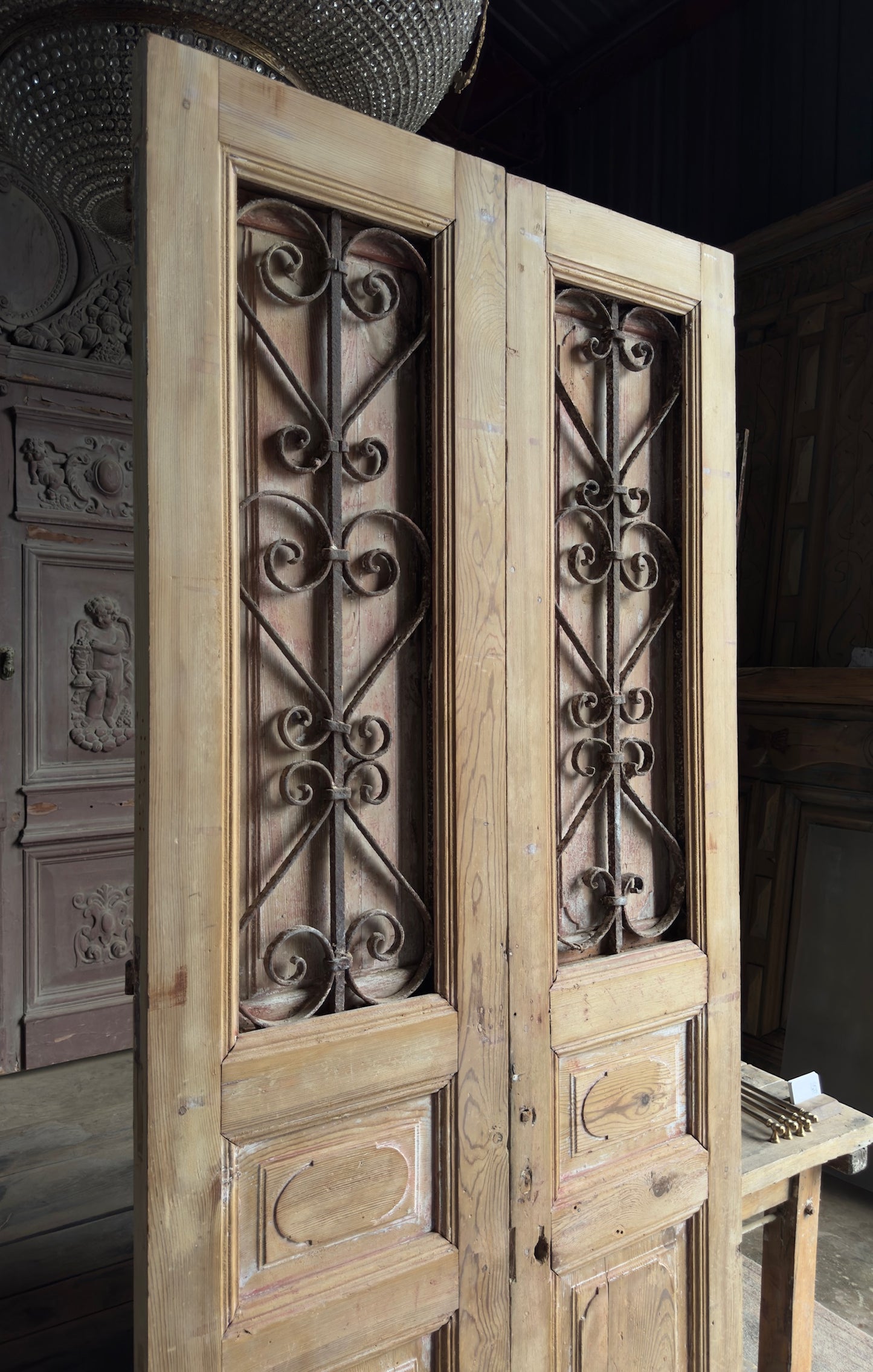 Antique Iron 2 Panel French Doors - 39.5x91.25 - L563