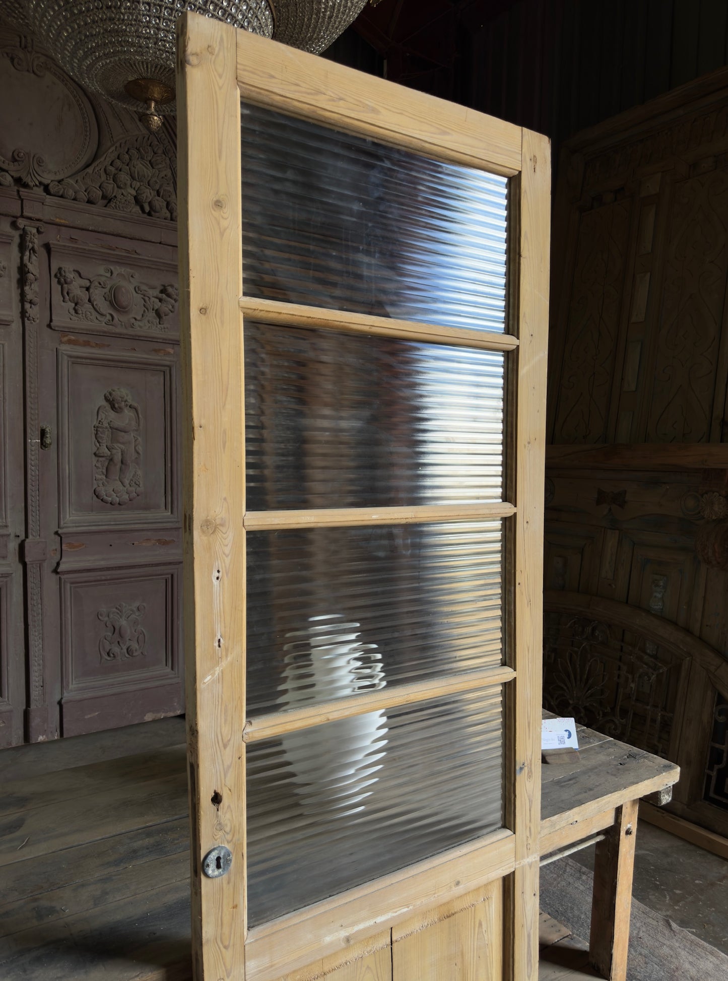4 Lite Antique Glass Single Door - 29.5x87.25 K173