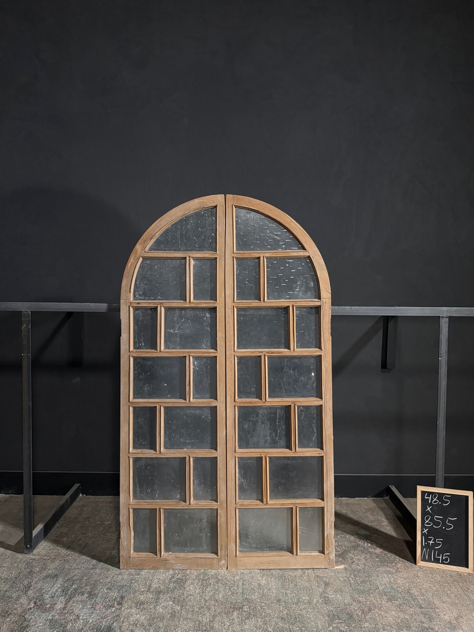 Antique Obscured Glass Arched French Doors - 48.5x85.5 - N145