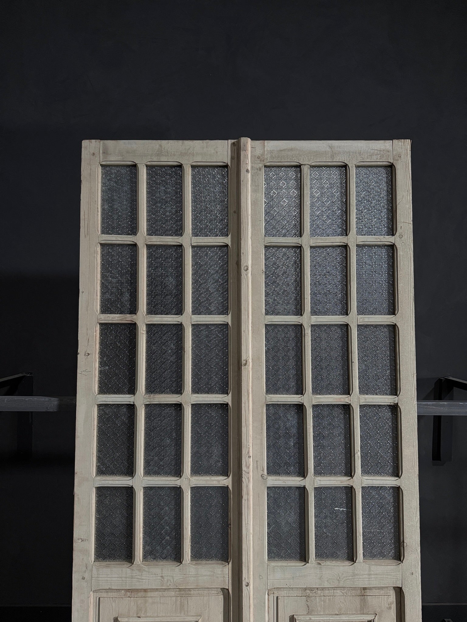Antique Obscured Glass 7 Lite French Doors - 51.25x100.5 - N59