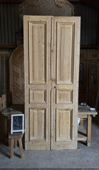 Raised Molding 3 Panel Antique Solid French Doors - 43x105 - L382