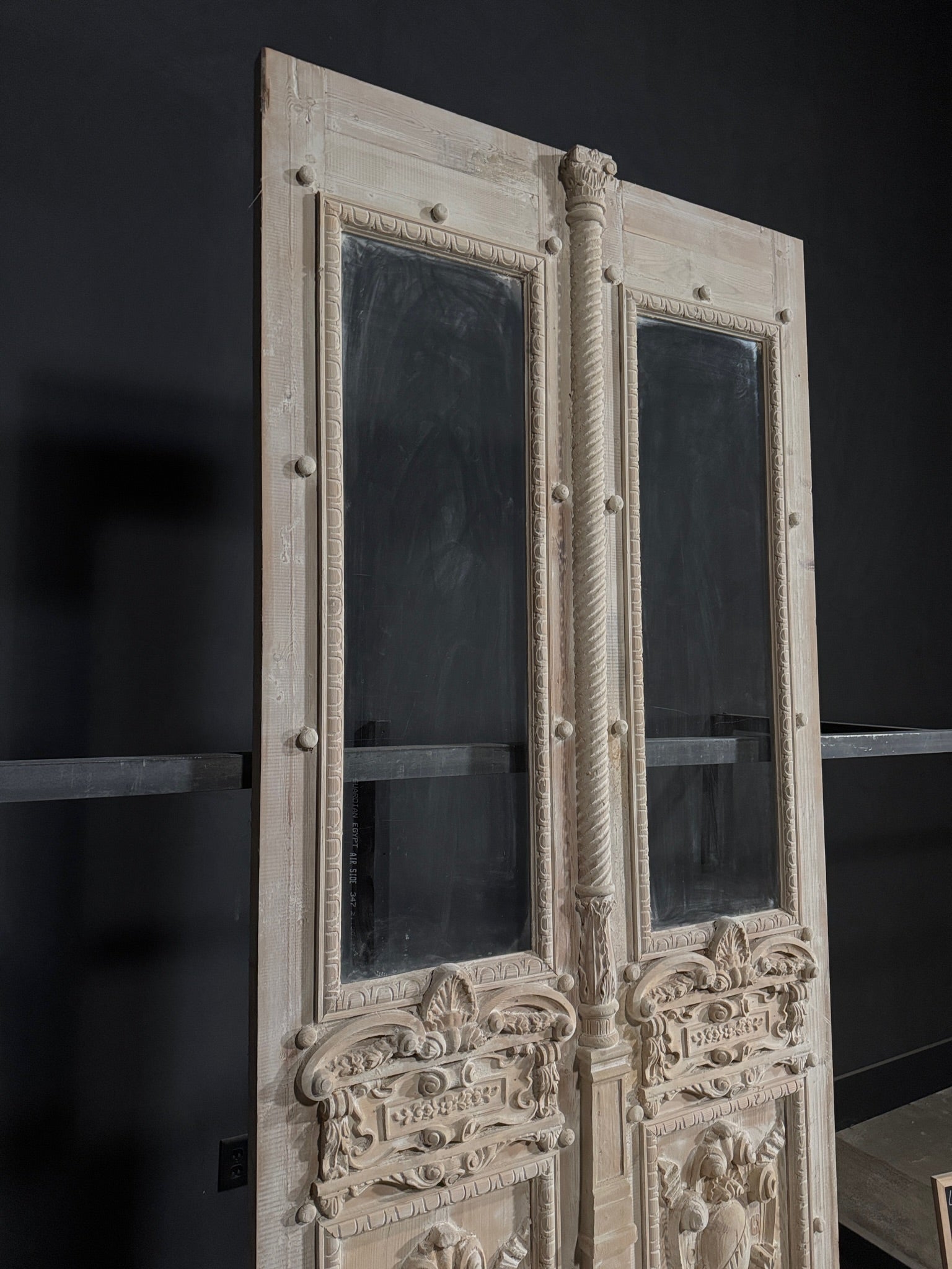 Antique Carved 1 Lite French Doors - 47.5x102.25 - N339