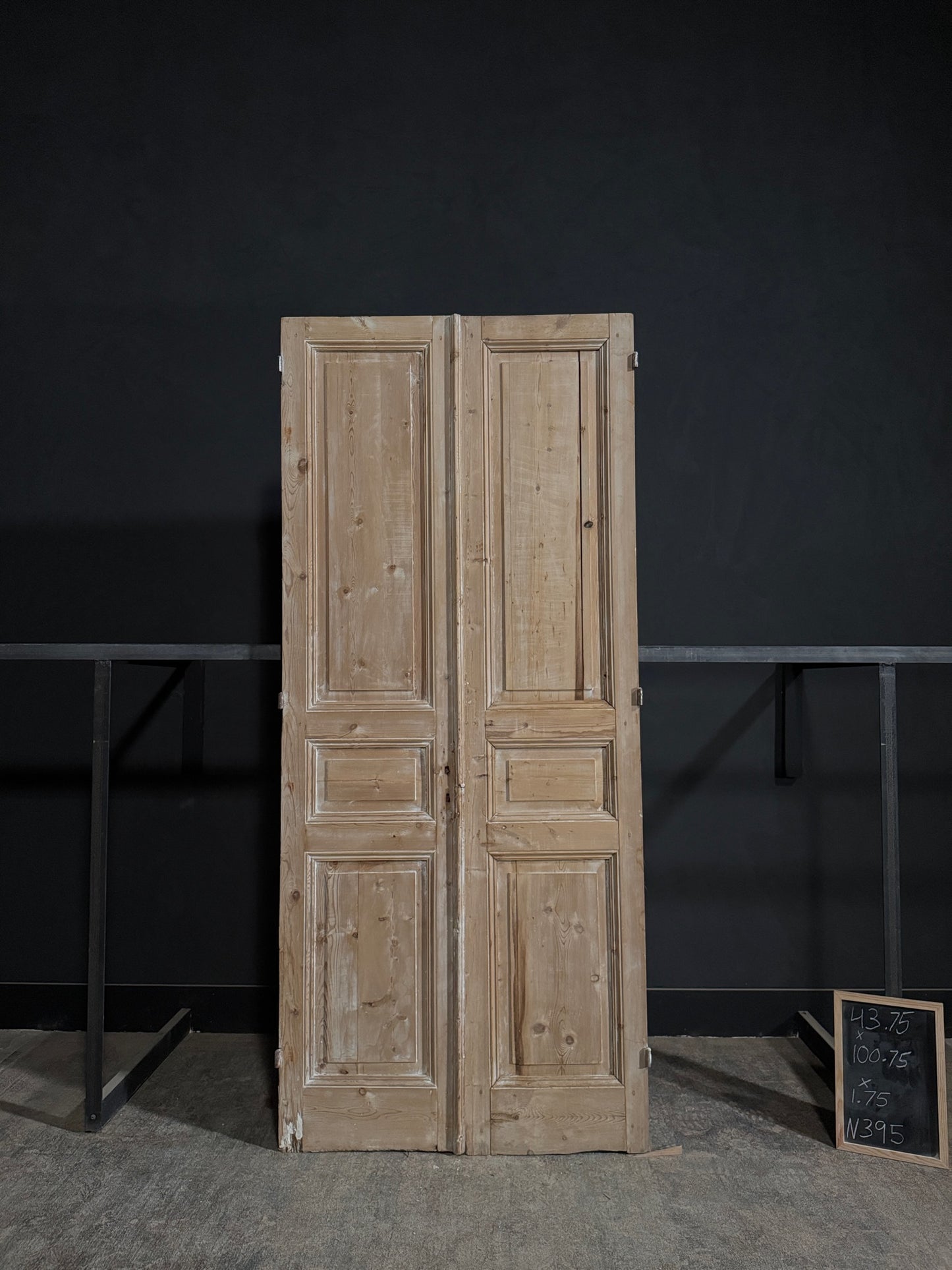 Antique 3 Panel Solid Double Doors - 43.75x100.75 - N395