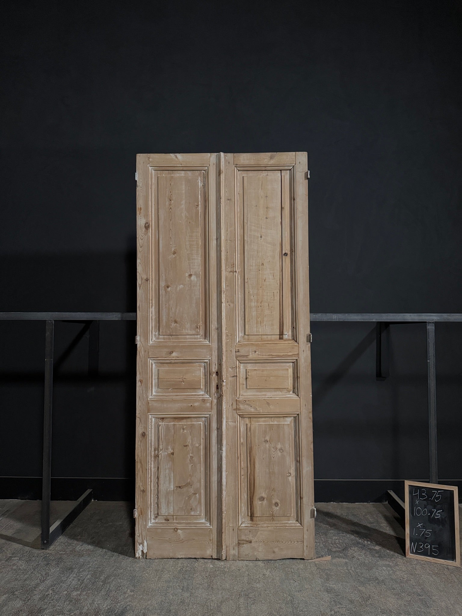 Antique 3 Panel Solid Double Doors - 43.75x100.75 - N395