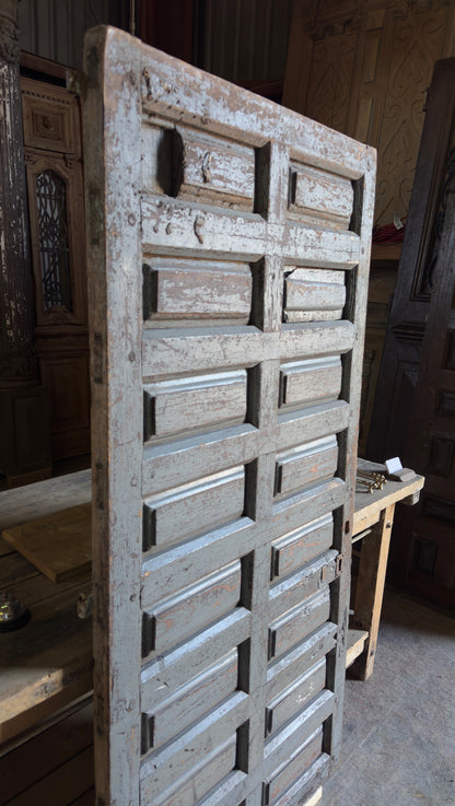 Spanish Coffered Panel Antique Single Door - 32.5x67.5 - L259