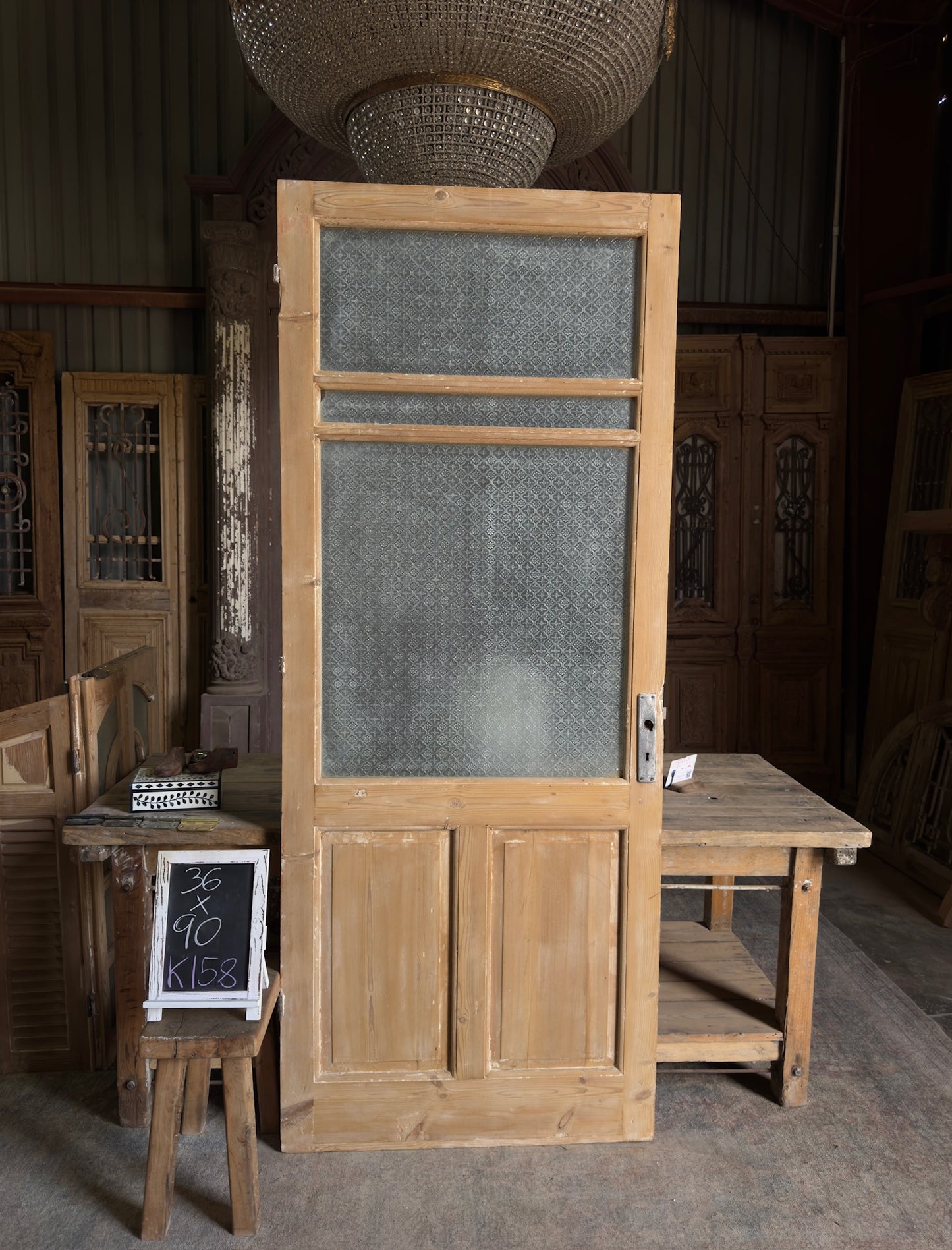 19th Century Antique Glass Single Door - 36x90 K158