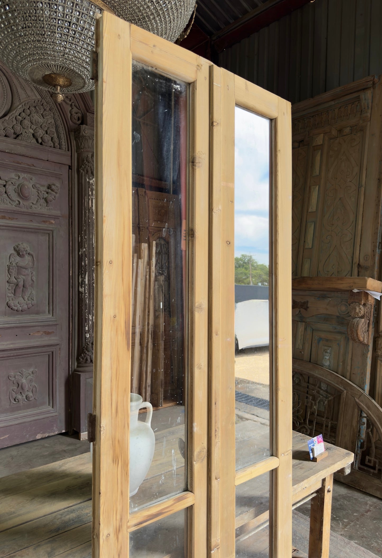 Narrow Glass Antique French Doors - 31.5x91 K201