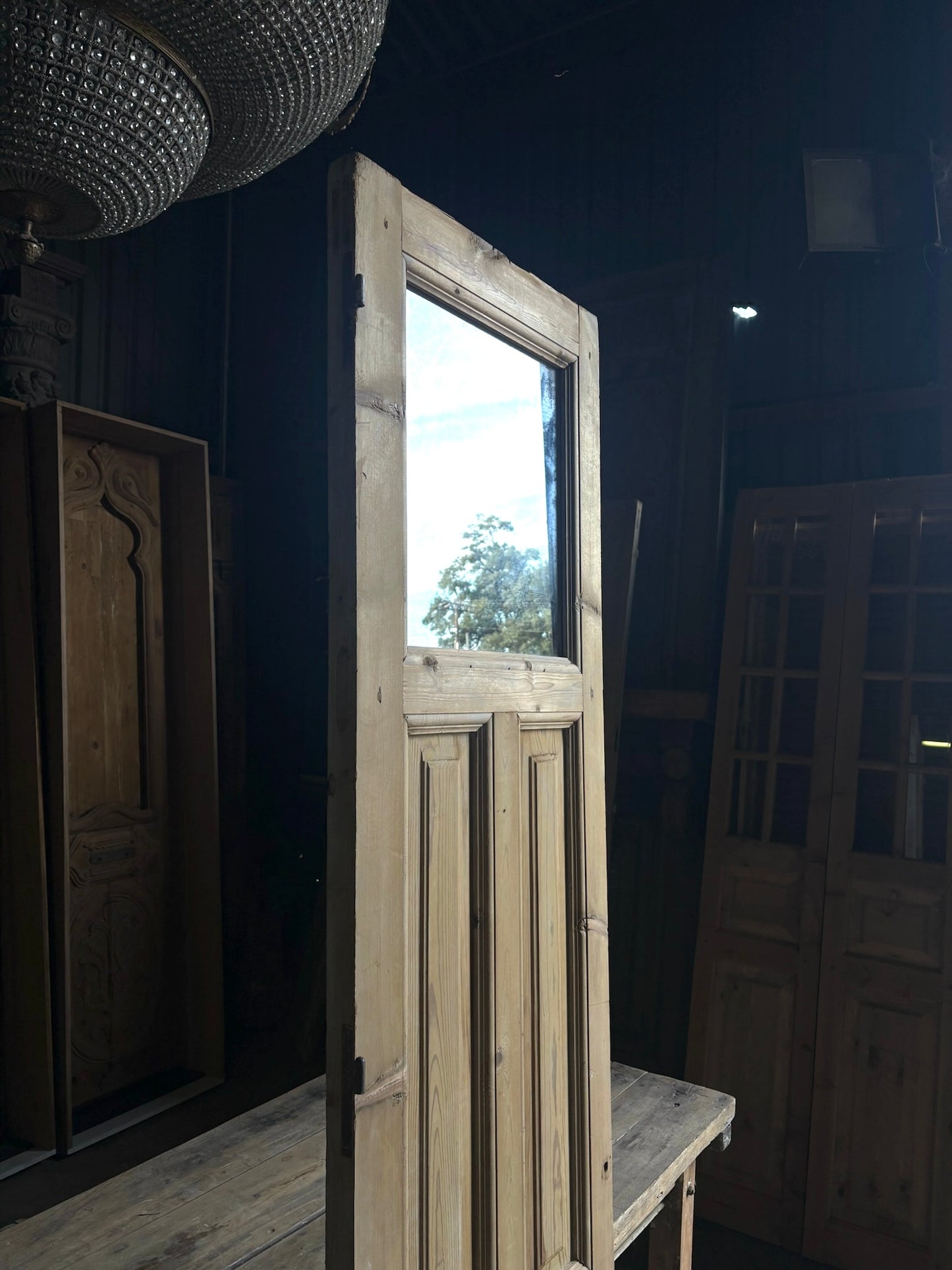 European 4 Panel Antique Glass Single Door - 24x91 - L53