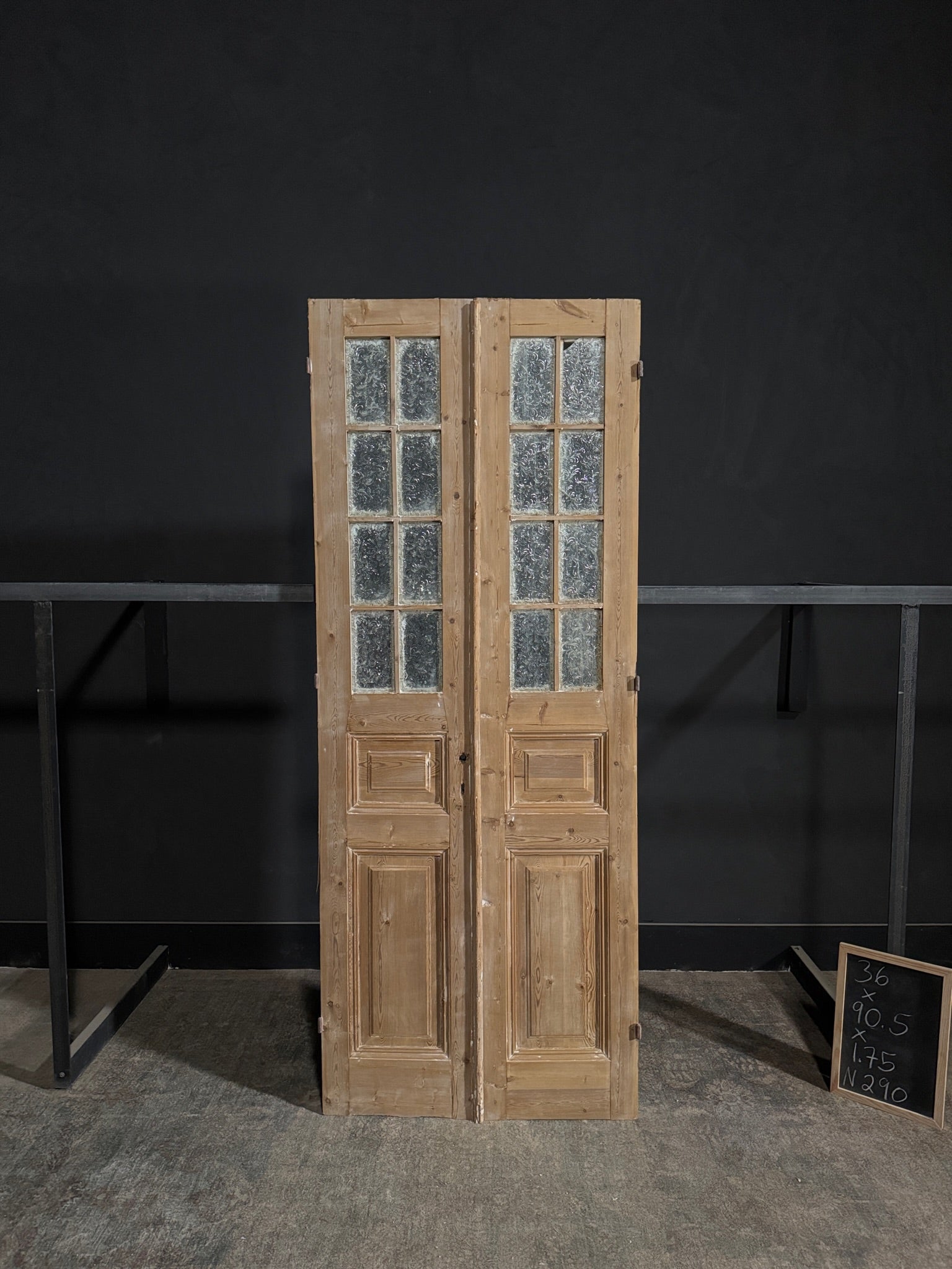 Antique Obscured Glass 8 Lite French Doors - 36x90.5 - N290