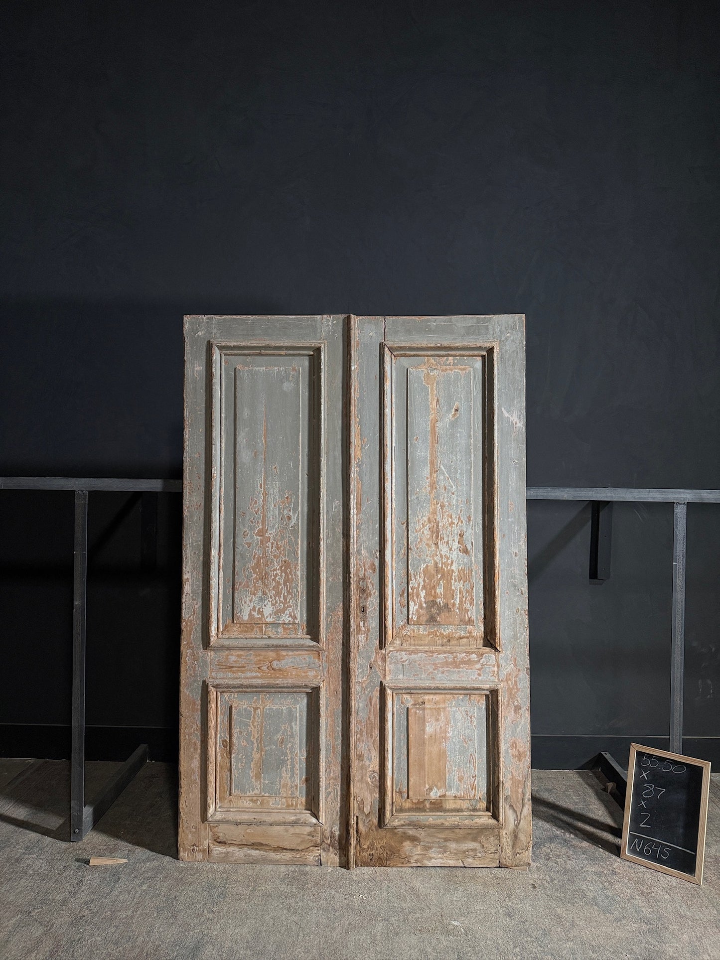 Antique 2 Panel Solid Double Doors - 55.5x87 - N645