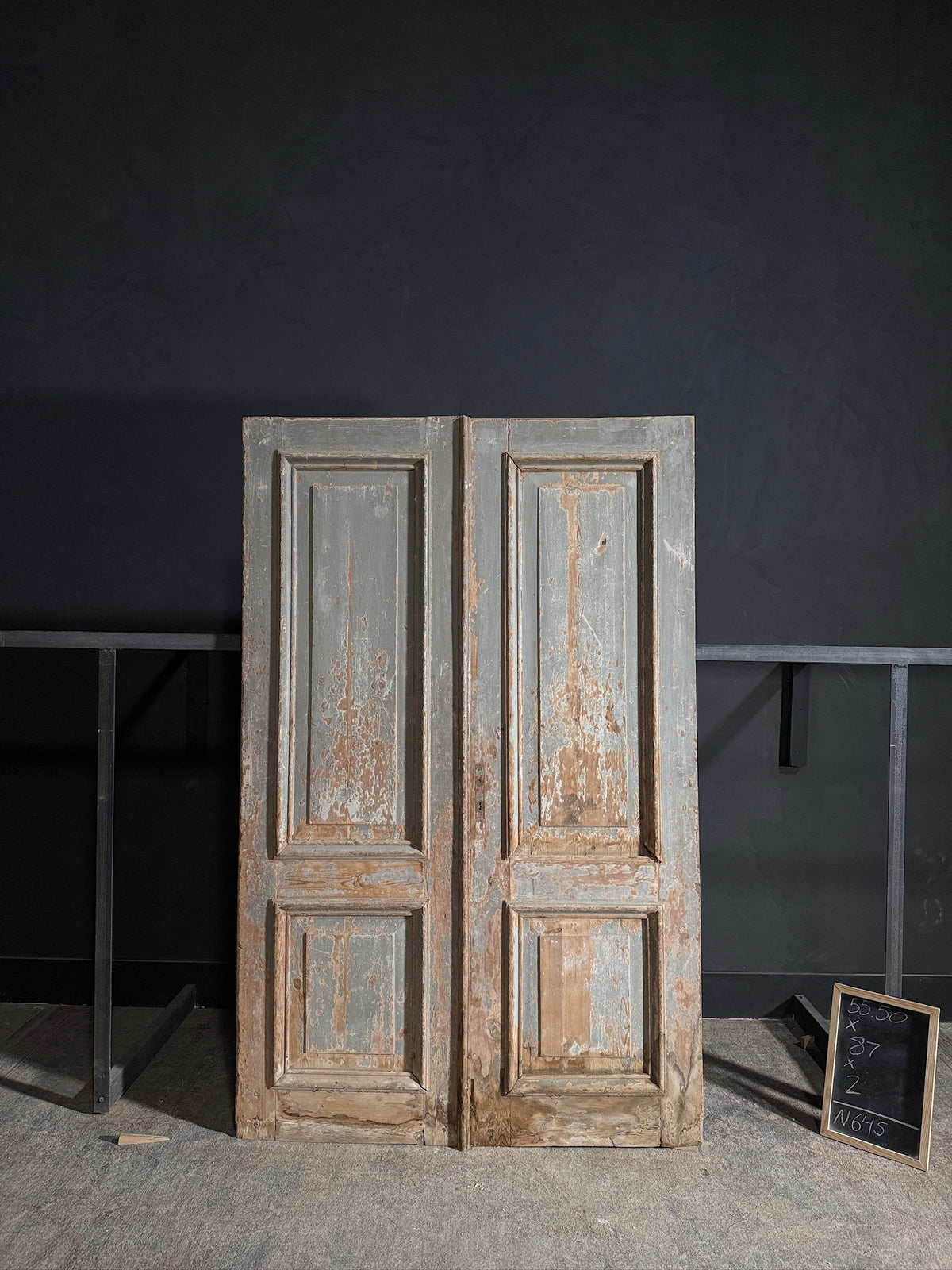 Antique 2 Panel Solid Double Doors - 55.5x87 - N645