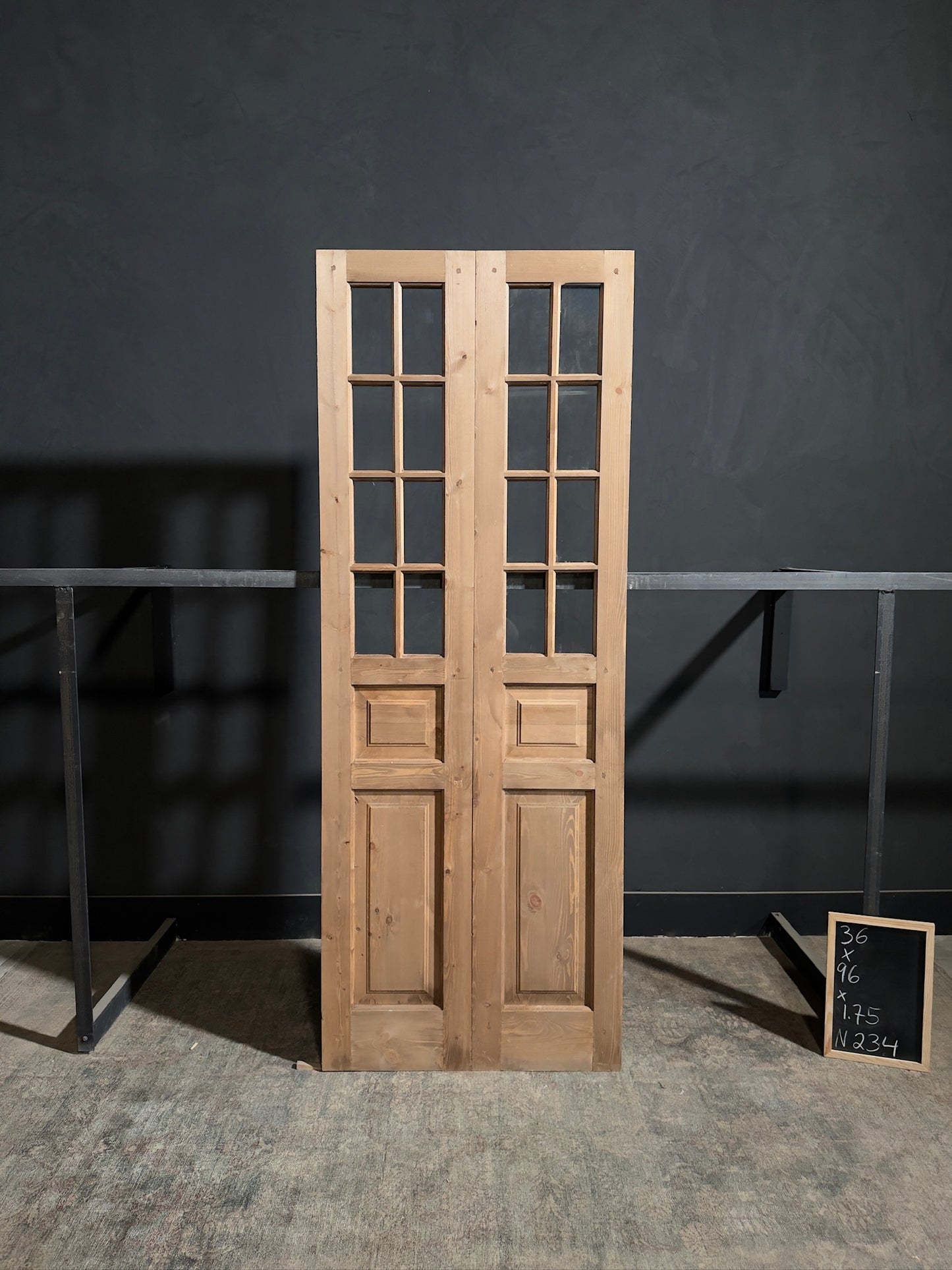 Handcrafted 8 Lite Glass French Doors - 36x96 - N234