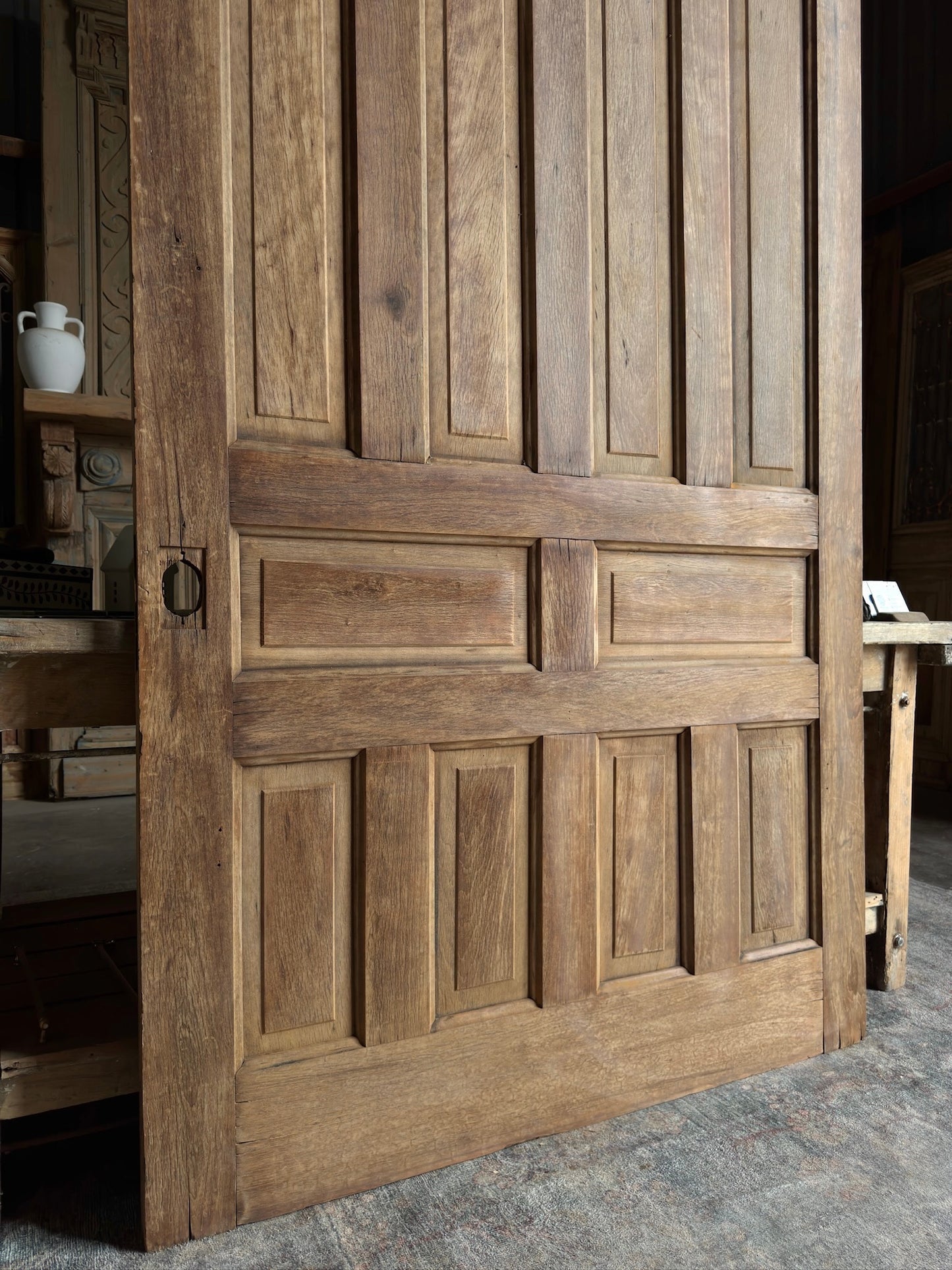 Solid Single Antique French Oak Door - 50.25x96 - G124
