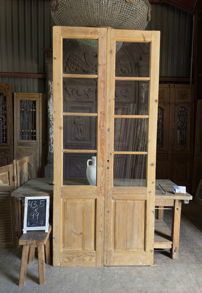 8 Lite European Antique Glass French Doors - 43.5x99 K287