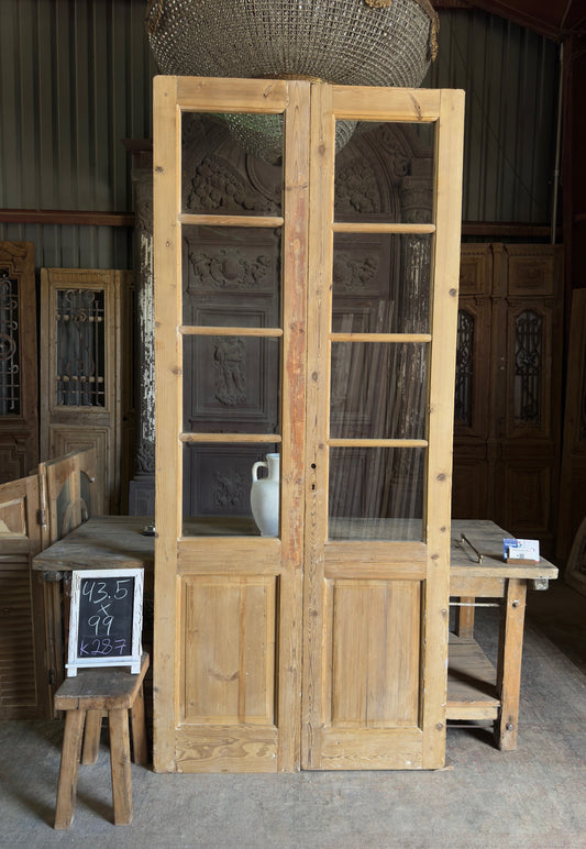 8 Lite European Antique Glass French Doors - 43.5x99 K287