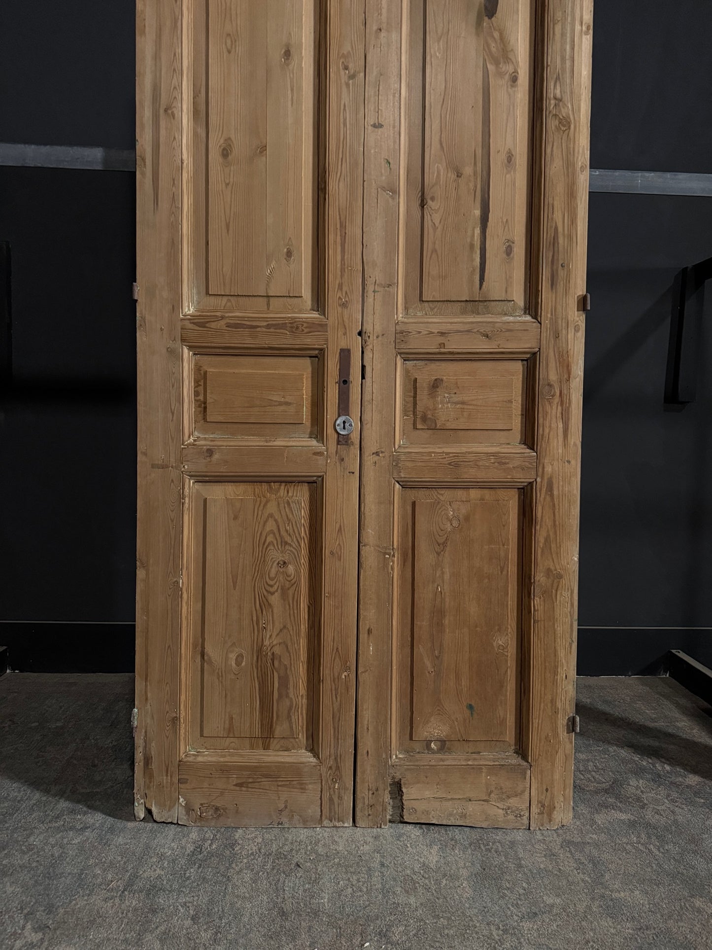 Antique 3 Panel Solid Double Doors - 39.25x93 - N347