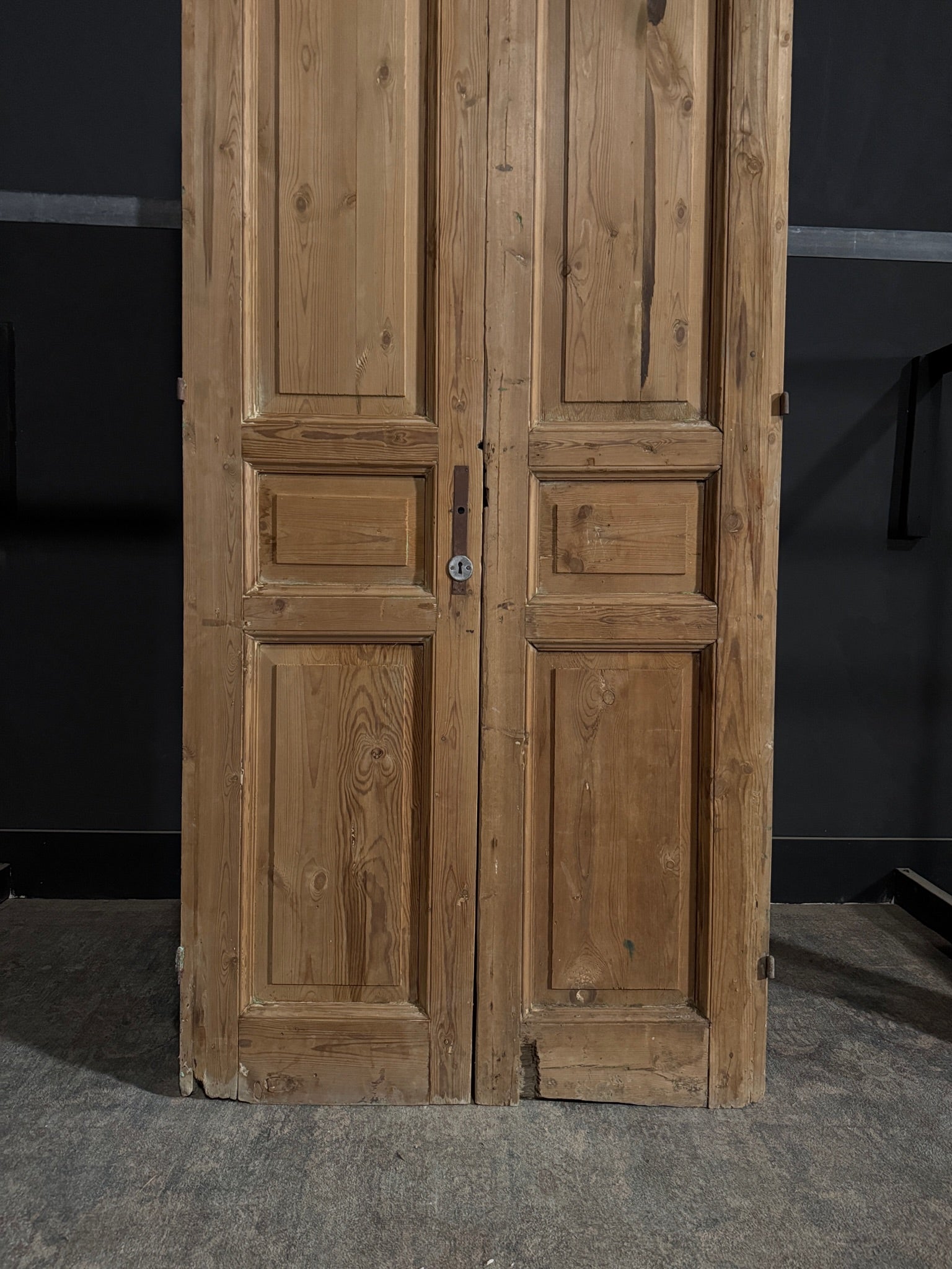 Antique 3 Panel Solid Double Doors - 39.25x93 - N347