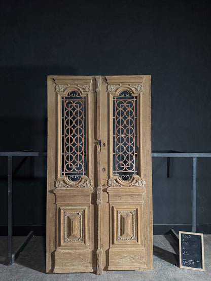Antique Carved Iron French Doors - 53.5x100 - N589