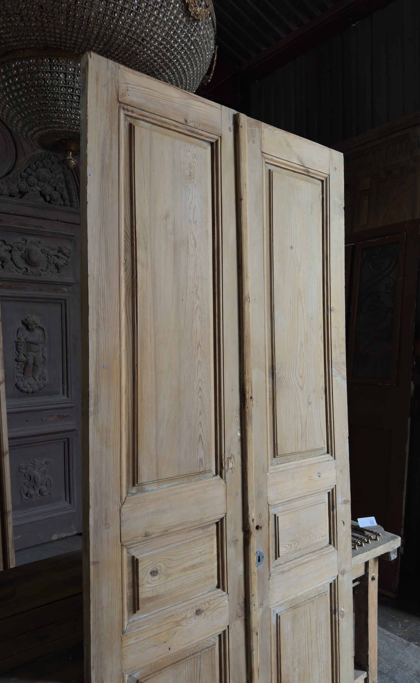 3 Panel Antique Solid French Doors - 42.5x94.5 - L379