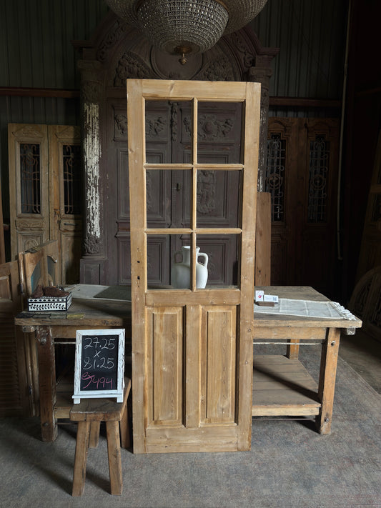 6 Lite Antique Glass Single Door - 27.25x81.25 J494