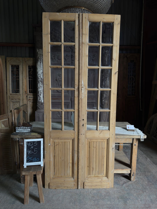 20 Lite Fluted Antique Glass French Doors - 40.5x96.5 J470