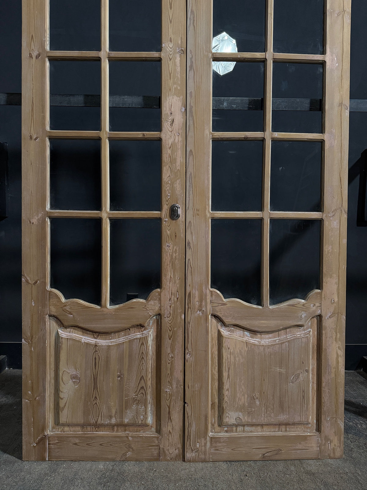 Antique Raised Panel Glass French Doors - 53x84.5 - N779