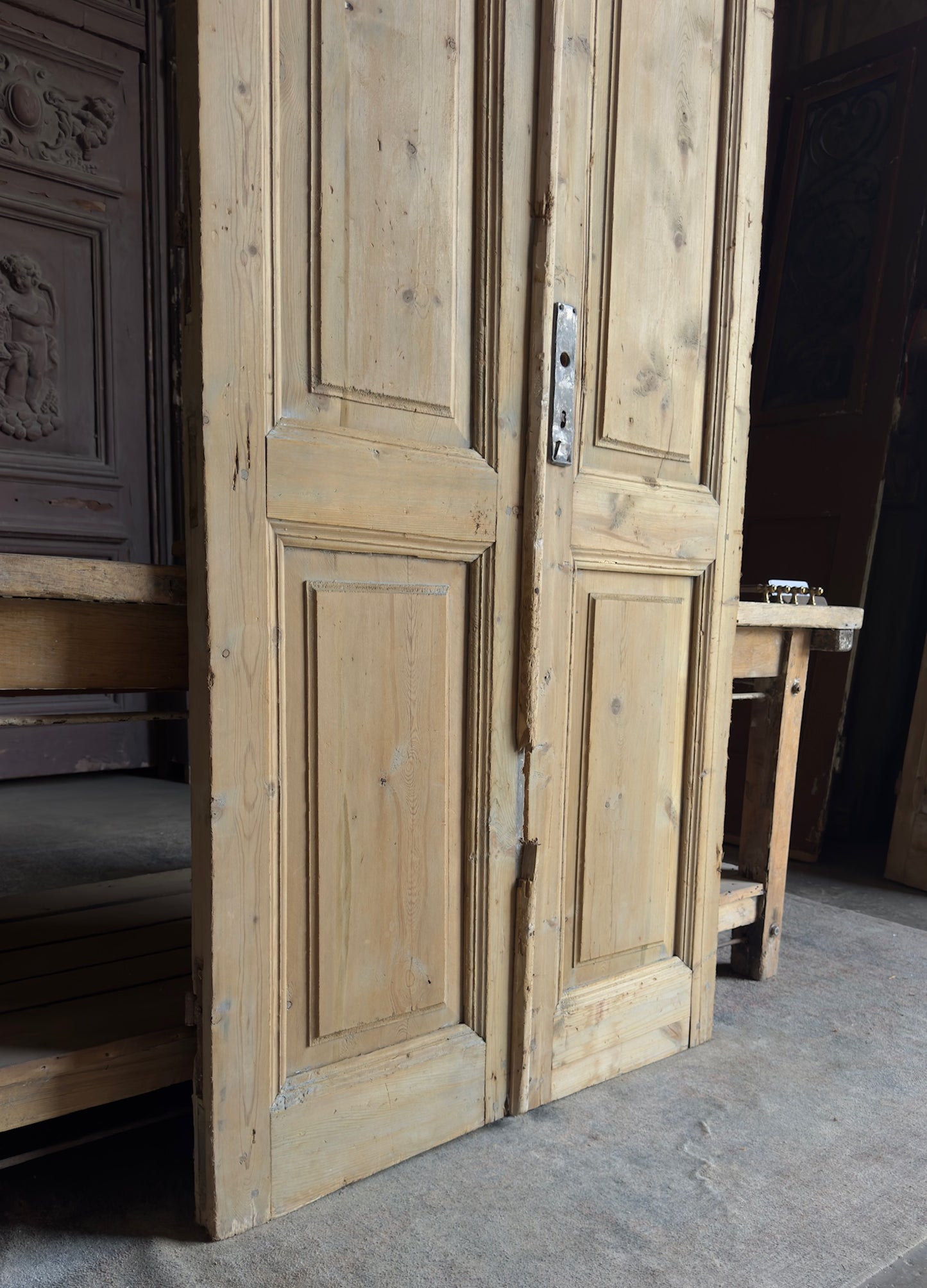 2 Panel Antique Solid French Doors - 38.5x92 - L368