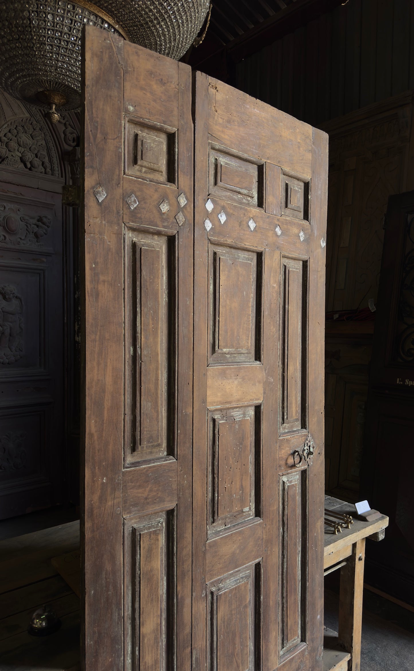 Spanish Multi-Panel Antique Door Pair - 36.75x89 - L269