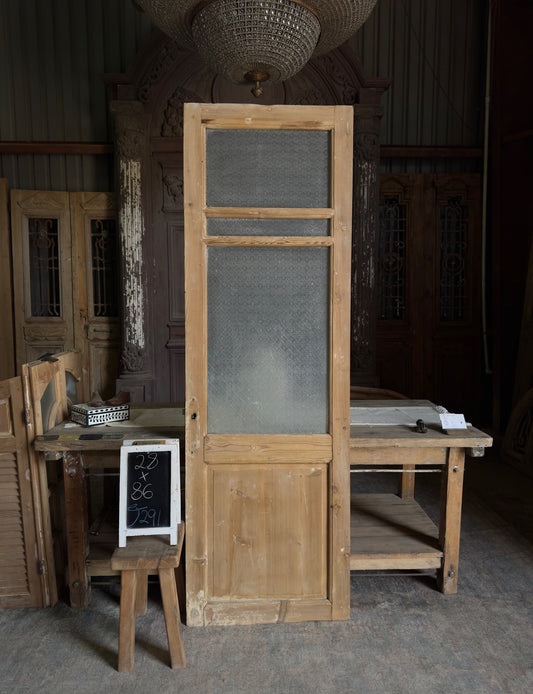 19th Century Antique Glass Single Door - 28x86 J291