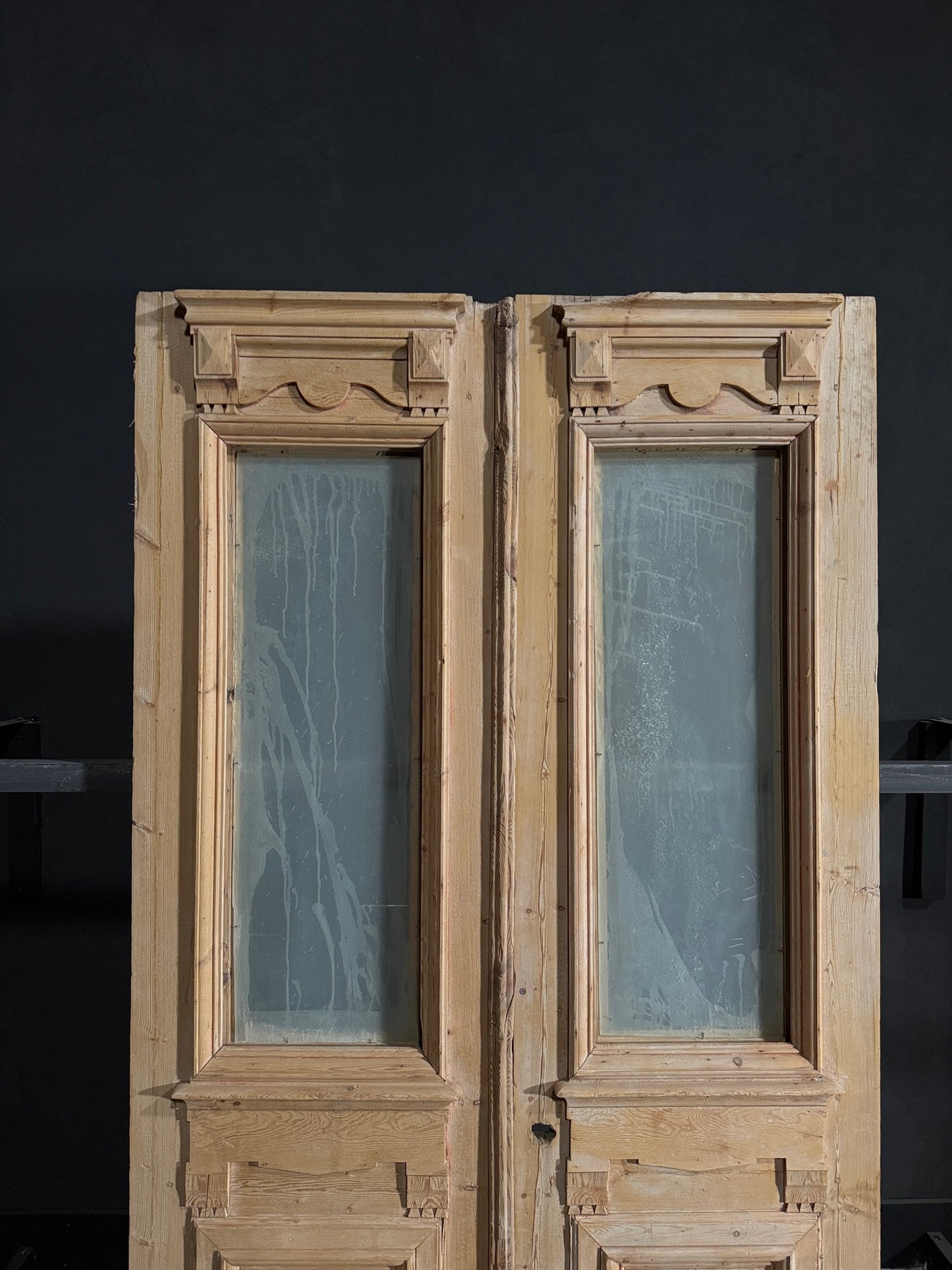 Antique Obscured Glass 1 Lite French Doors - 50.25x92 - N62