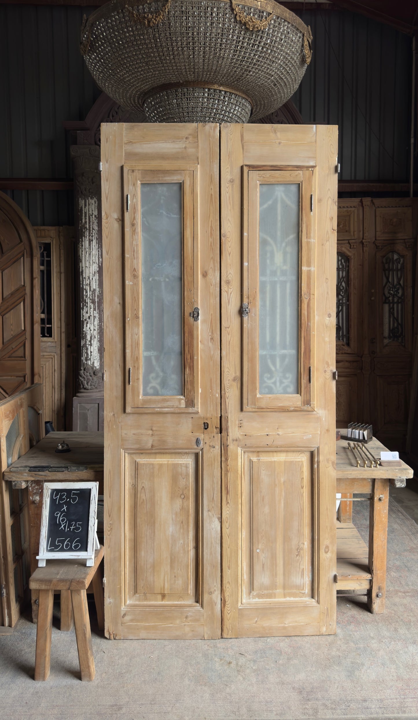 Antique Iron French Doors - 43.5x96.75 - L566