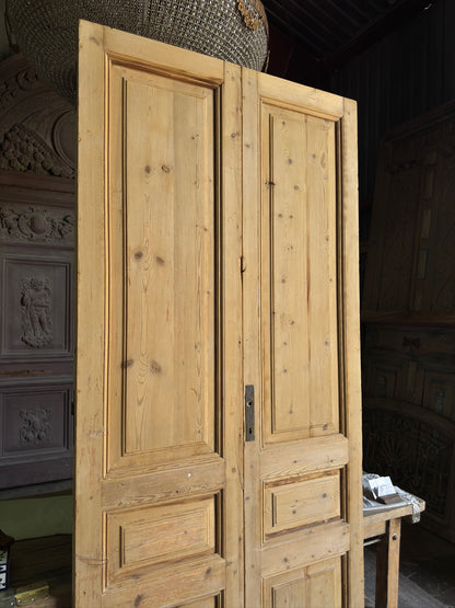 3 Panel Antique Solid French Doors - 44.75x100.25 J346