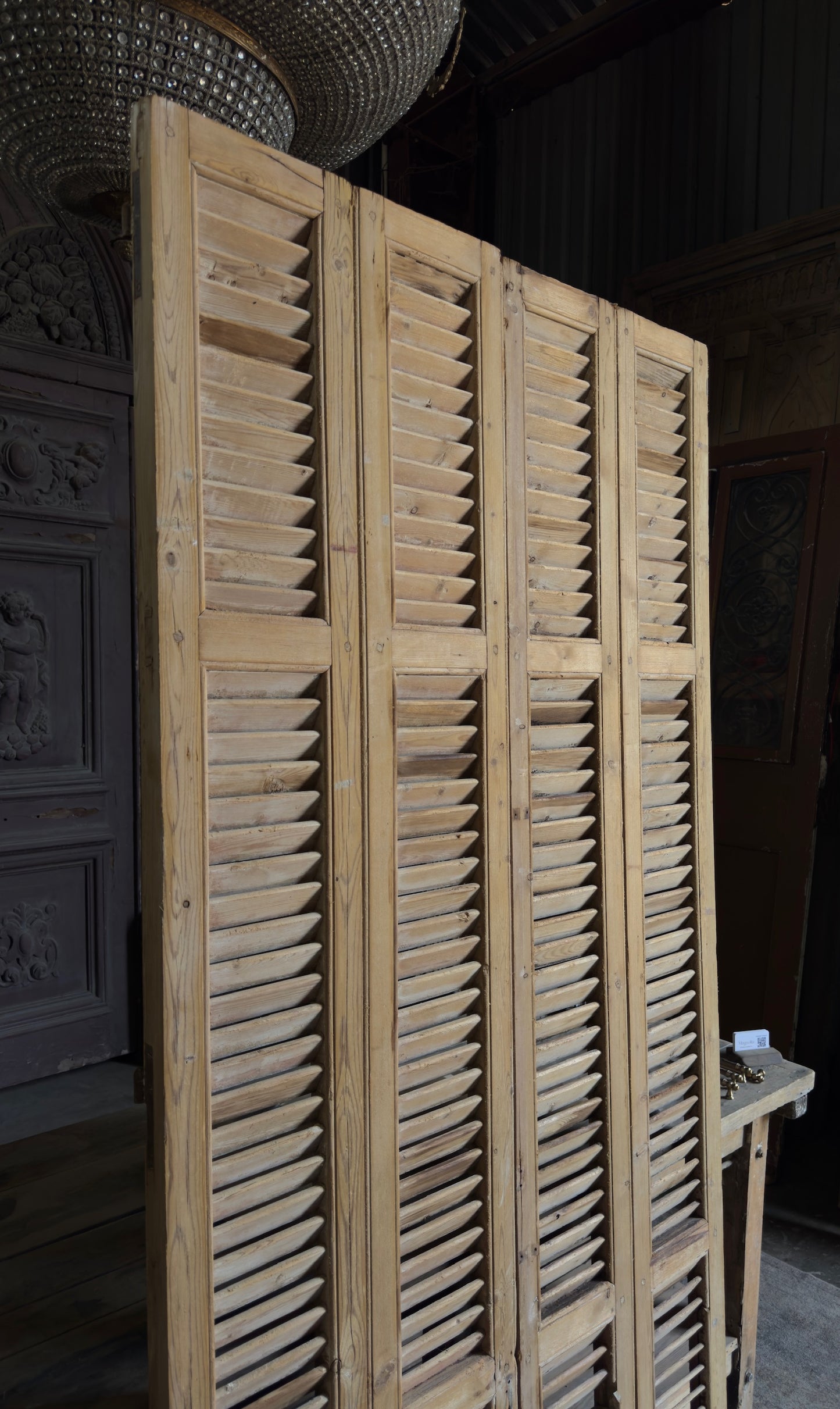 European French Antique Louvered Shutters - 43.5x89 - L410