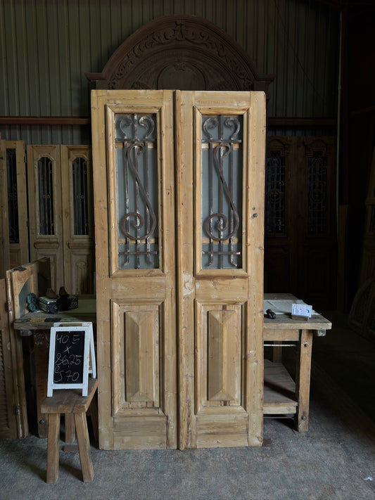 Classic Antique Iron French Doors - 40.5x86.25 J70