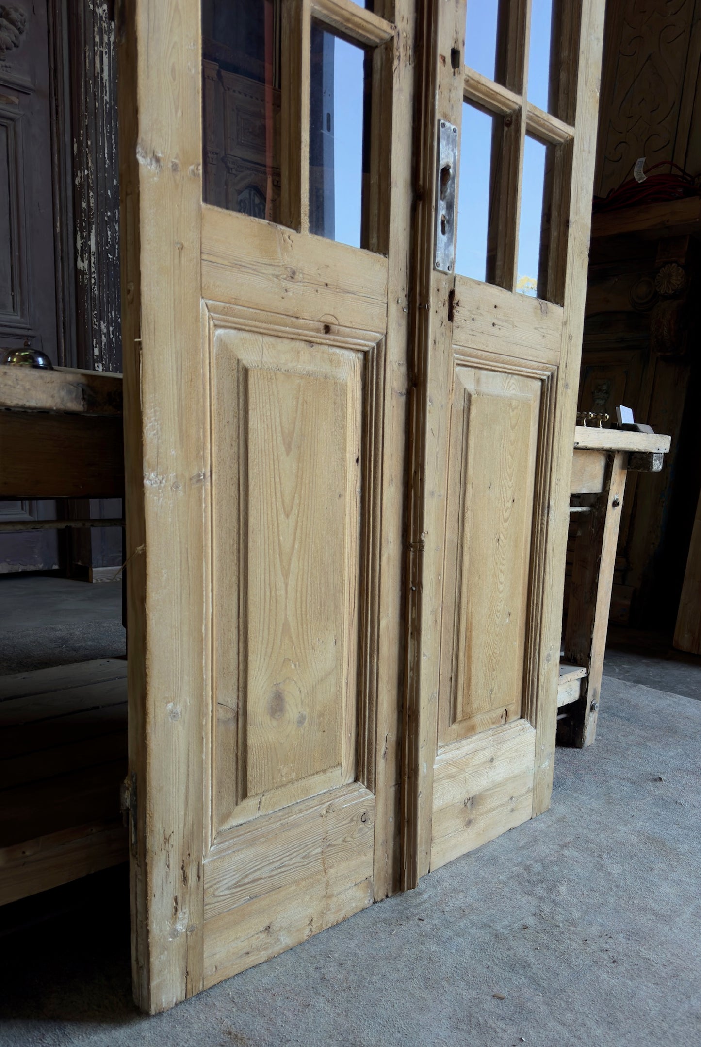 8 Lite Glass Antique French Doors - 37x90 - L235