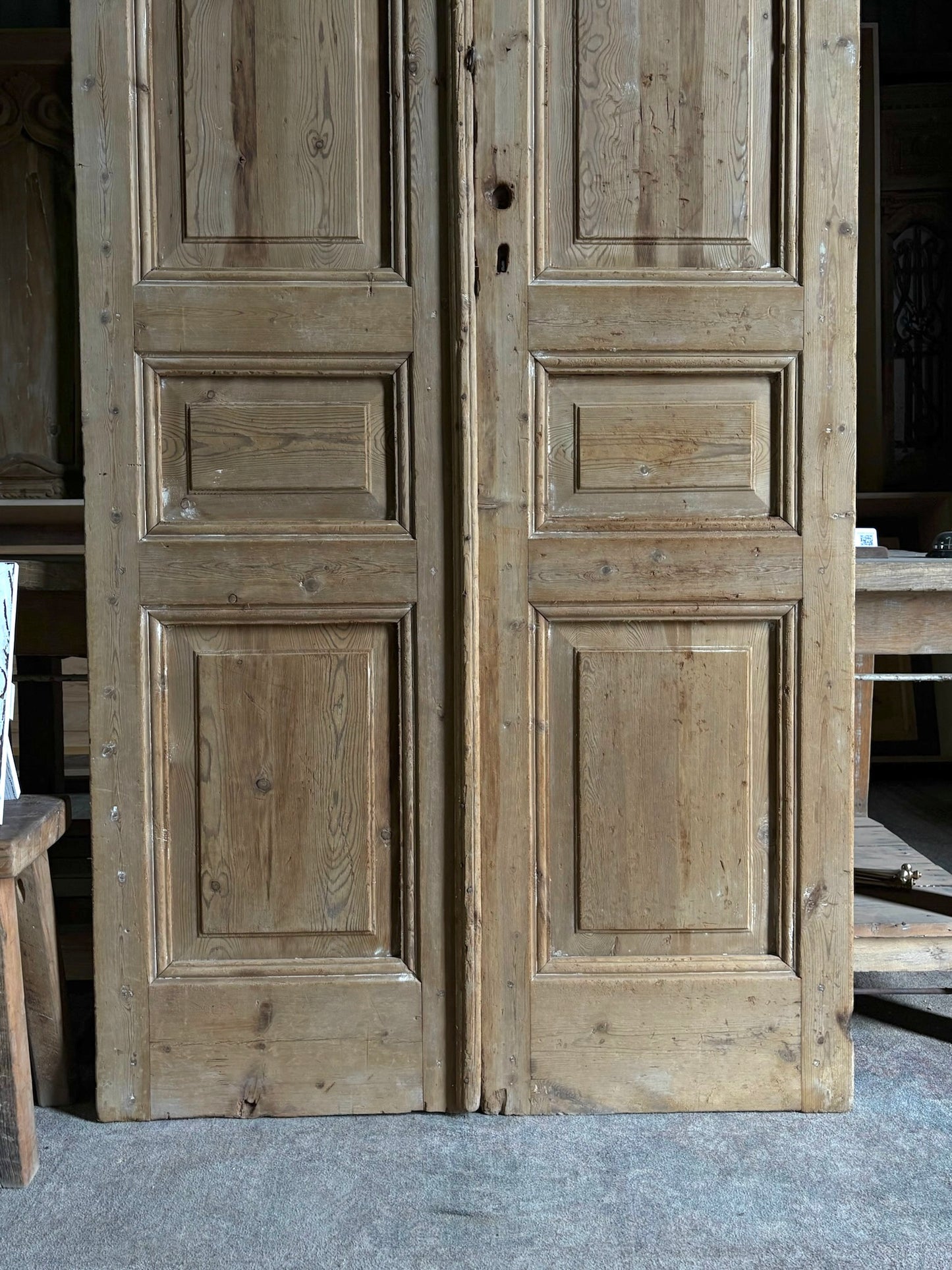 3 Panel Antique Solid French Doors - 42.75x96.5 - L85