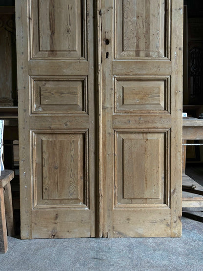 3 Panel Antique Solid French Doors - 42.75x96.5 - L85