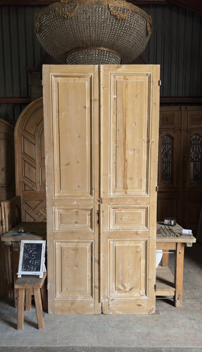 3 Panel Antique Solid French Doors - 43.5x96.5 - L398