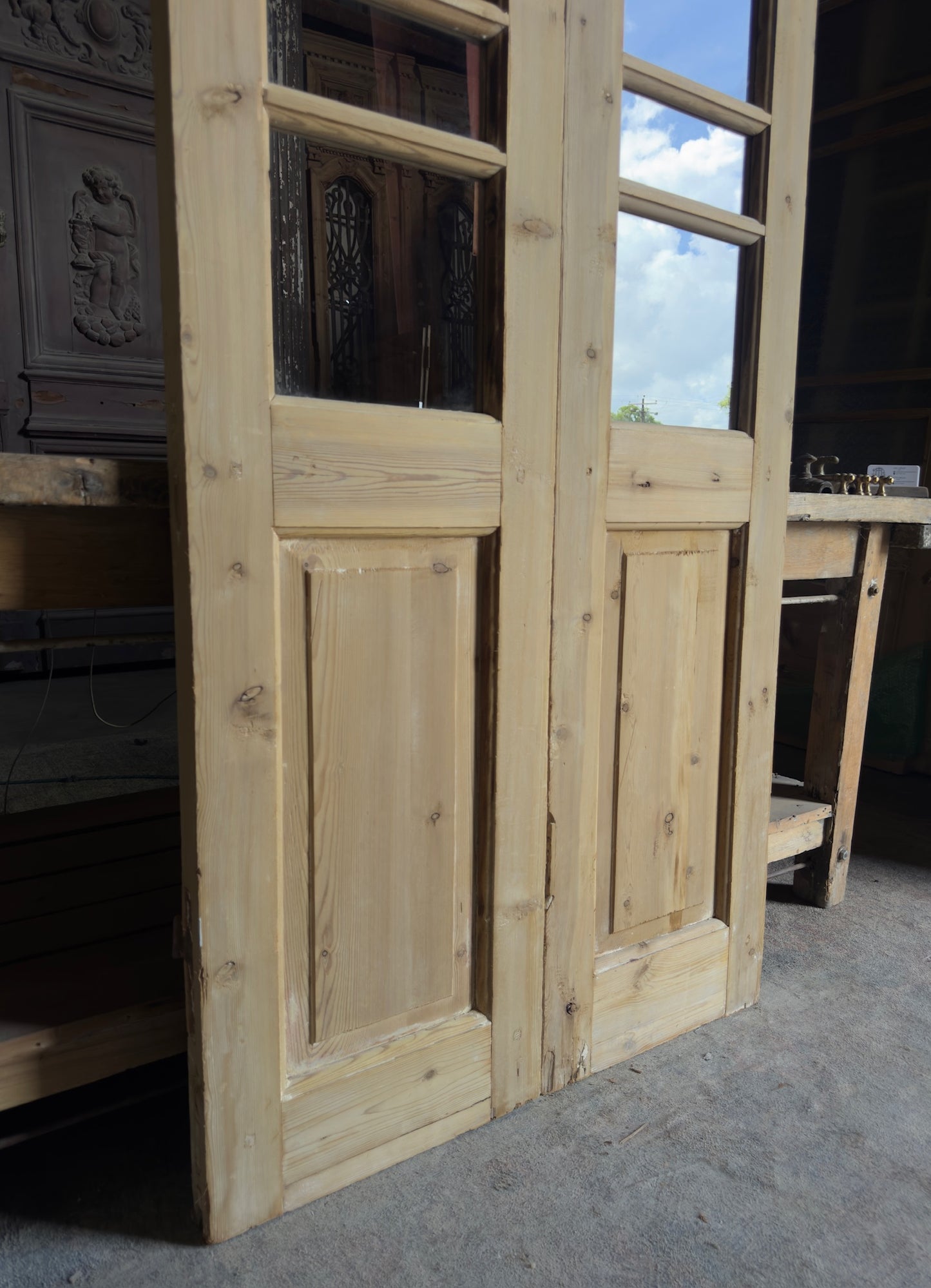 Antique Glass 4 Lite French Doors - 34.25x94.5 - L689