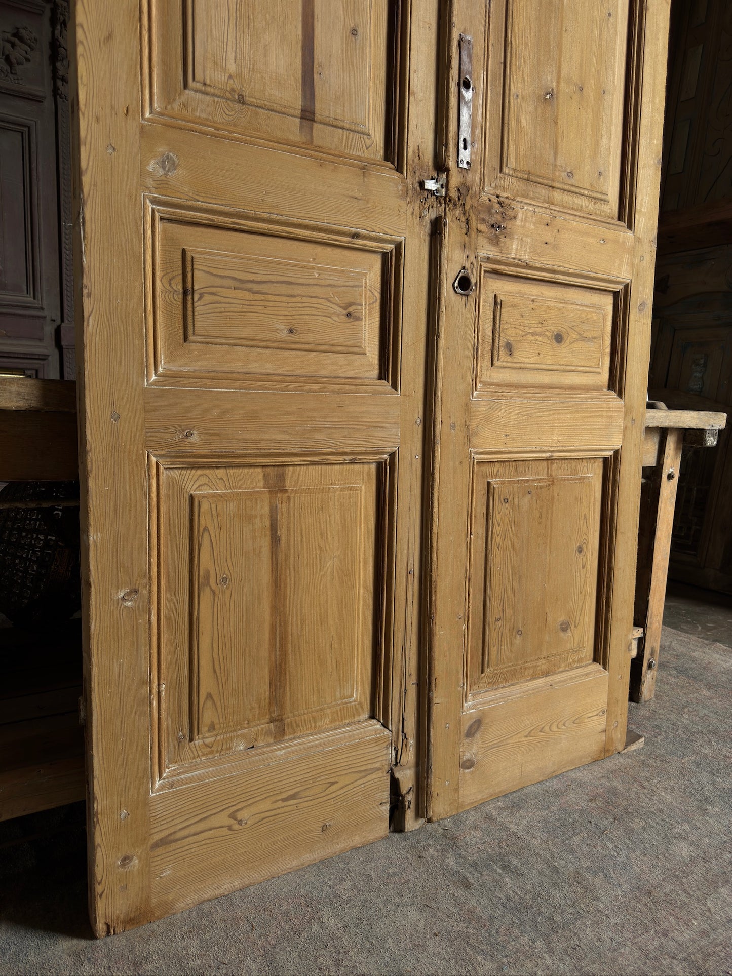 3 Panel Antique Solid French Doors - 45x100 K53