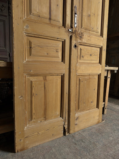 3 Panel Antique Solid French Doors - 45x100 K53