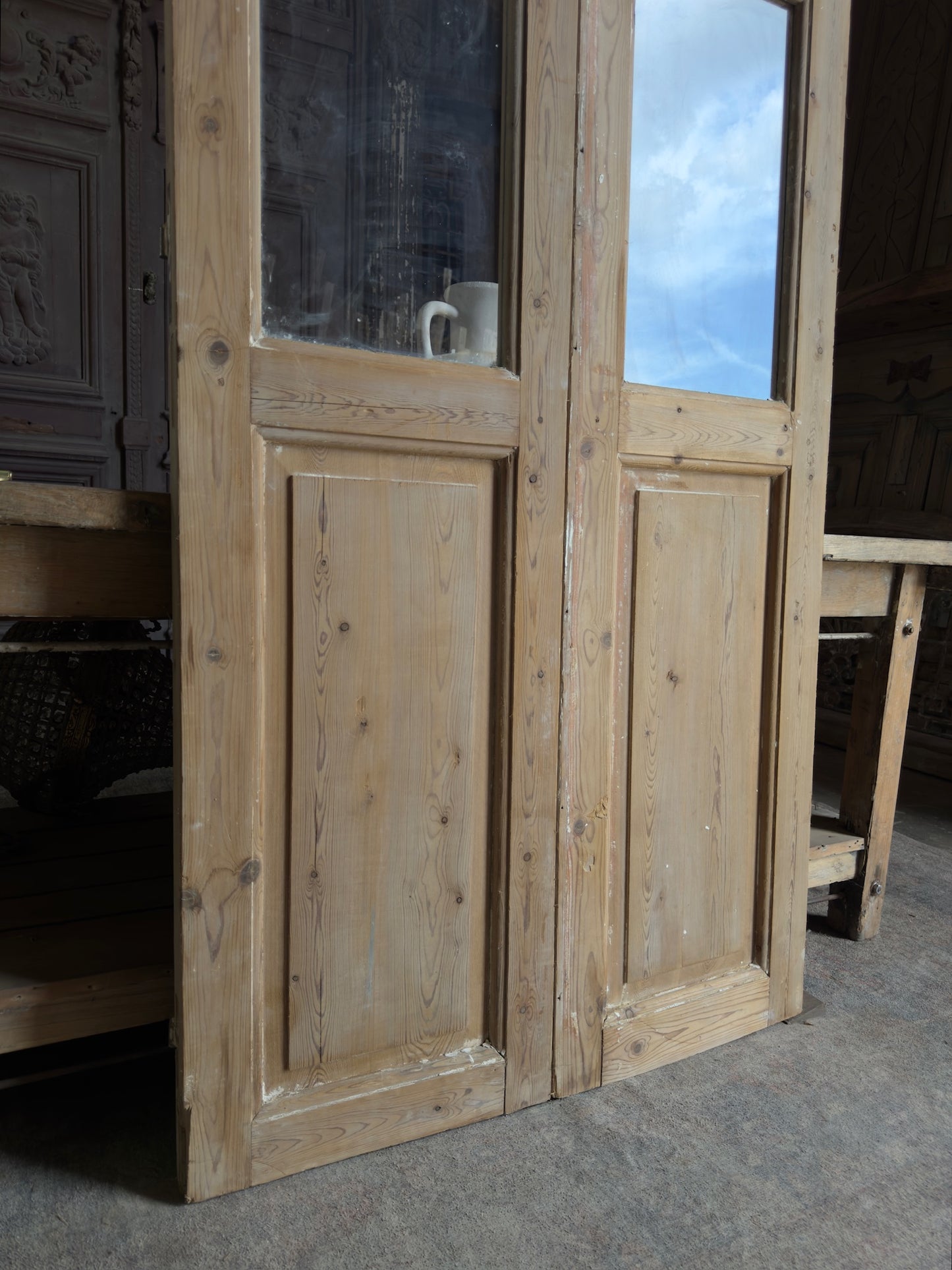 European Glass Antique French Doors - 38x91.5 K98