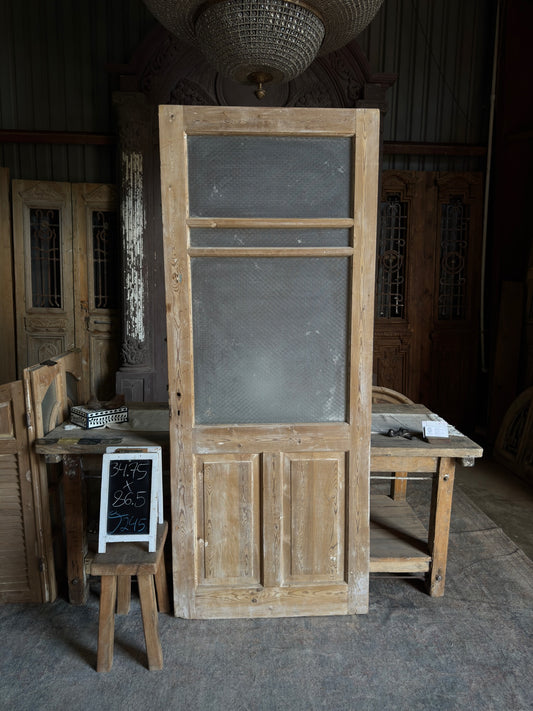 19th Century Antique Glass Single Door - 34.75x86.5 J245