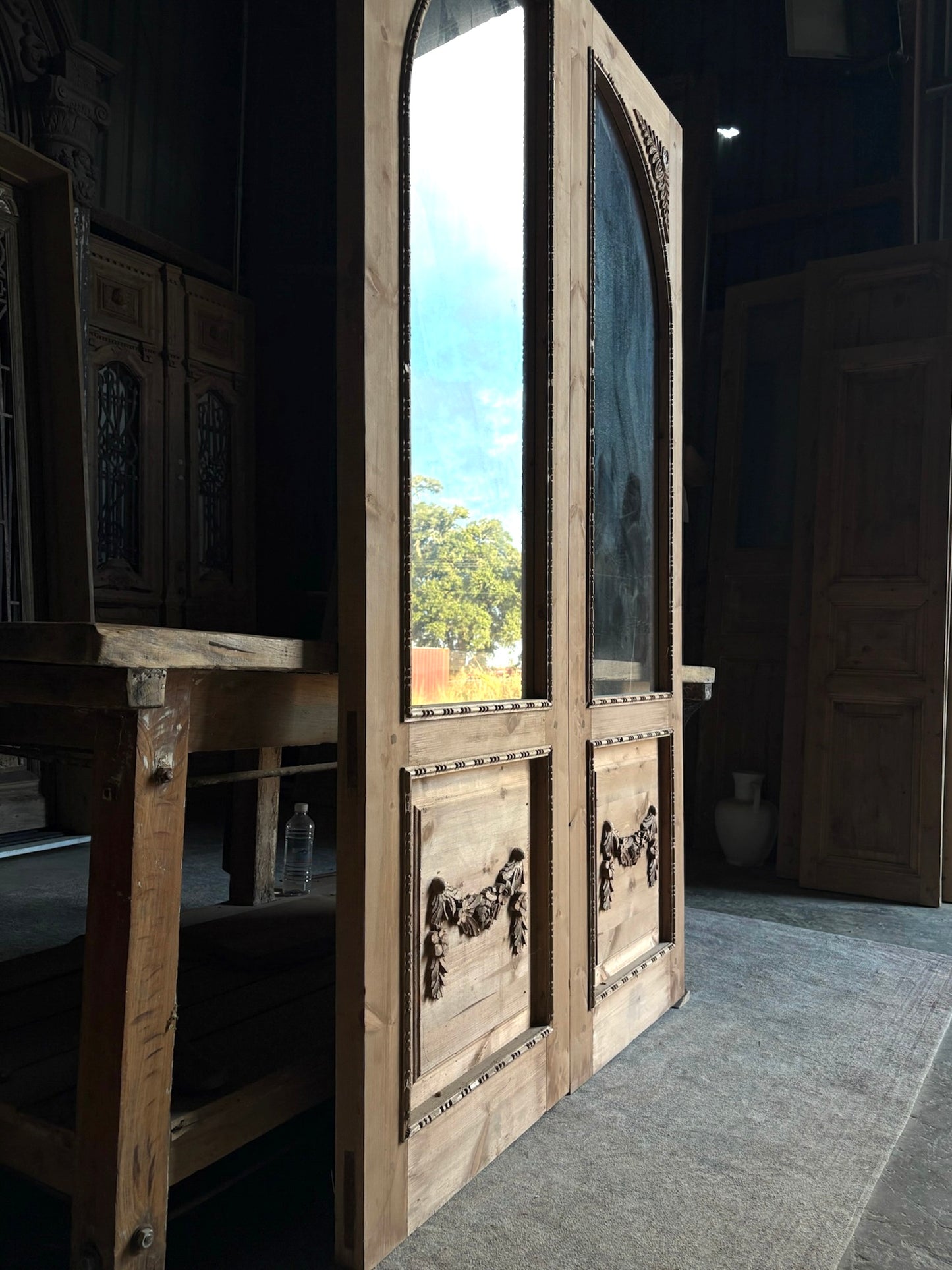 (Valencia) Handcrafted Arched Open Glass French Doors - 48x80 L50