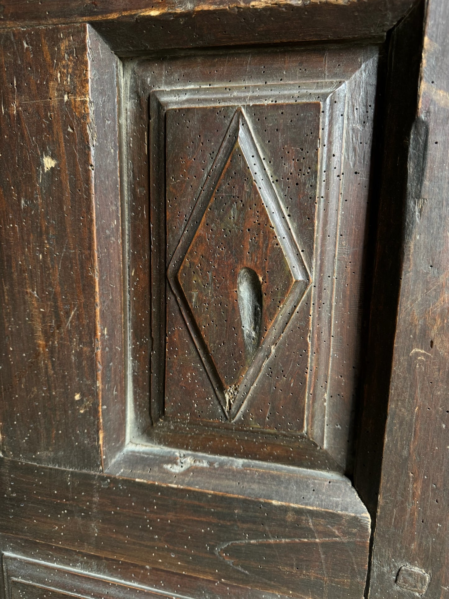 Spanish Diamond Panel Antique Single Door - 36x74.5 - L244