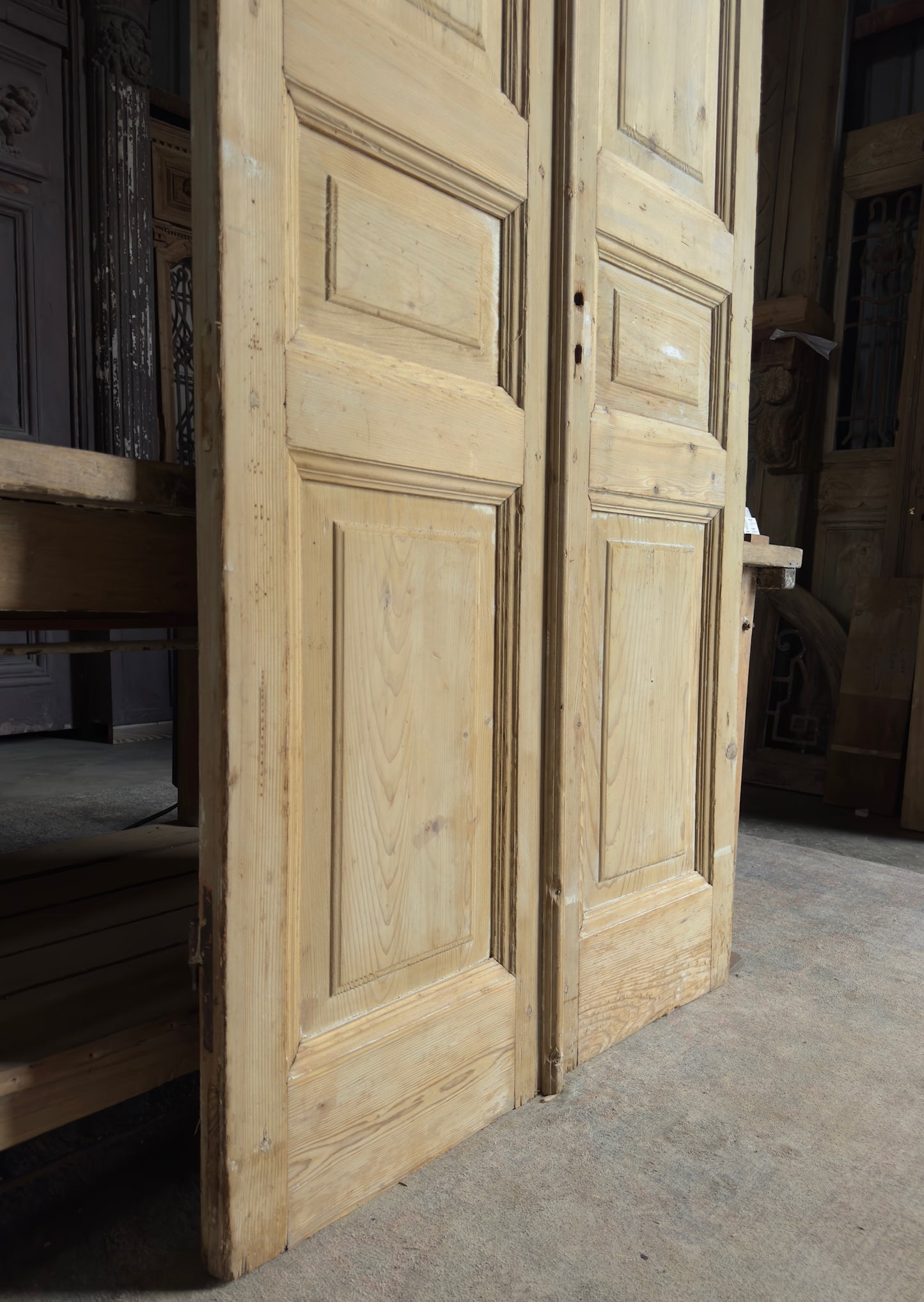 3 Panel Antique Solid French Doors - 40.25x96 K326