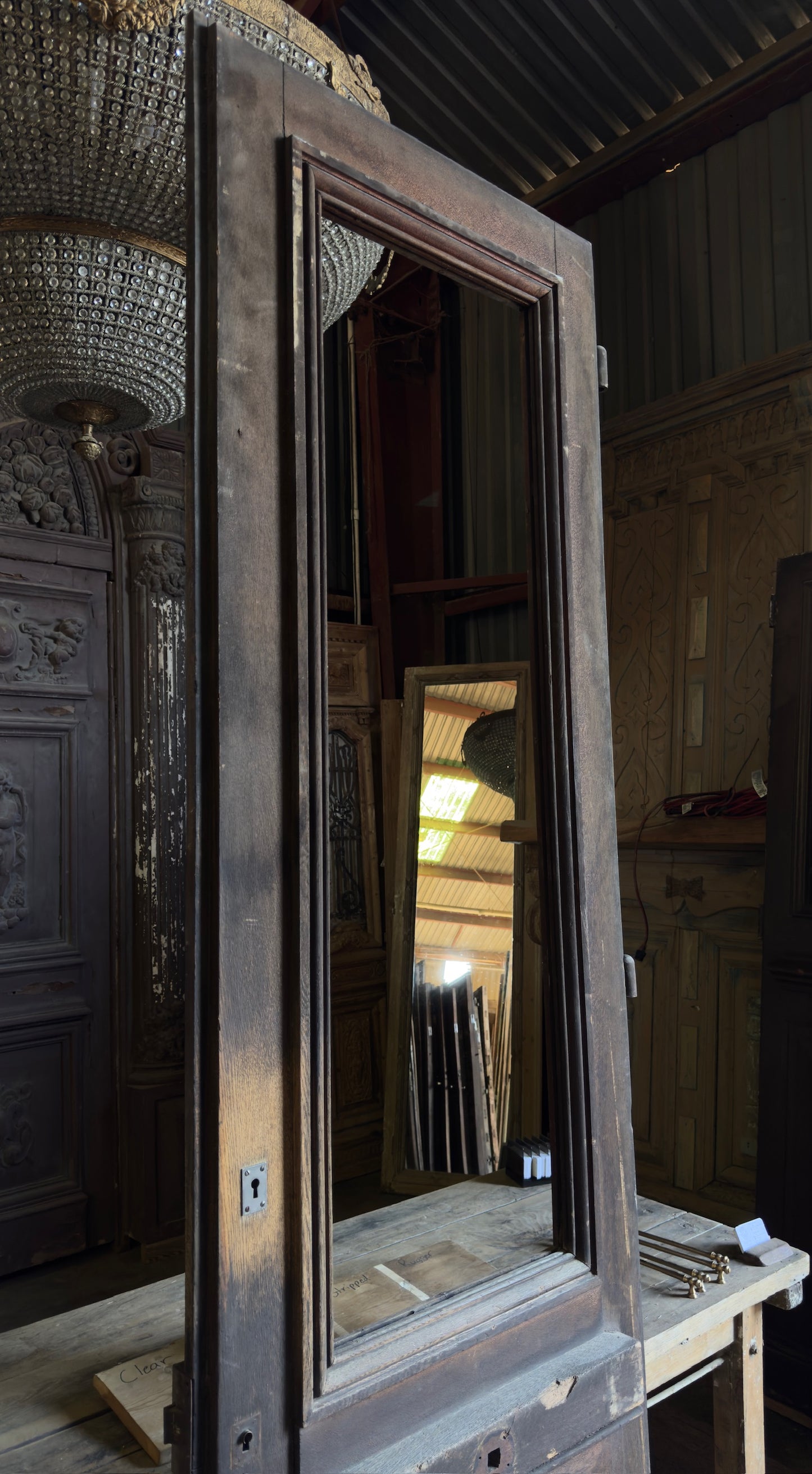 European Full Glass Antique Single Door - 32.5x106.5 - L263