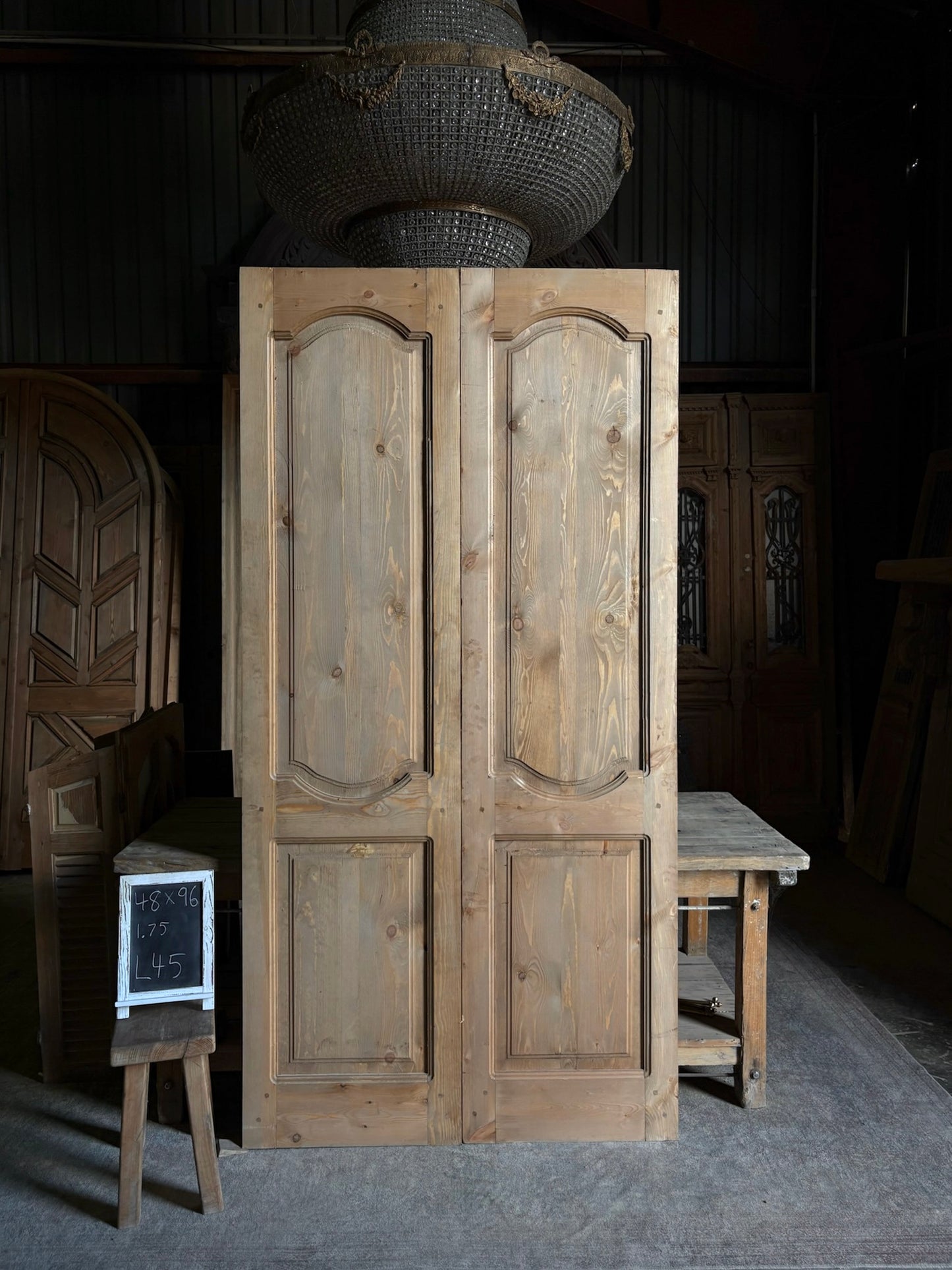 (The Helena) Handcrafted Hand carved Solid French Pair - 48x96 L45